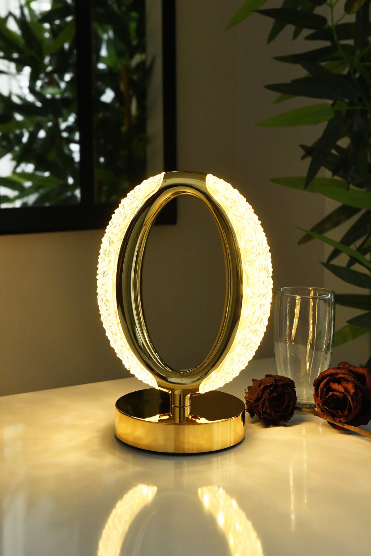 Güçlü Işık Şarjlı Dokunmatik Masa Lambası Abajur Gece Lambası 3 Işık Rengi Dim Özellikli Elden