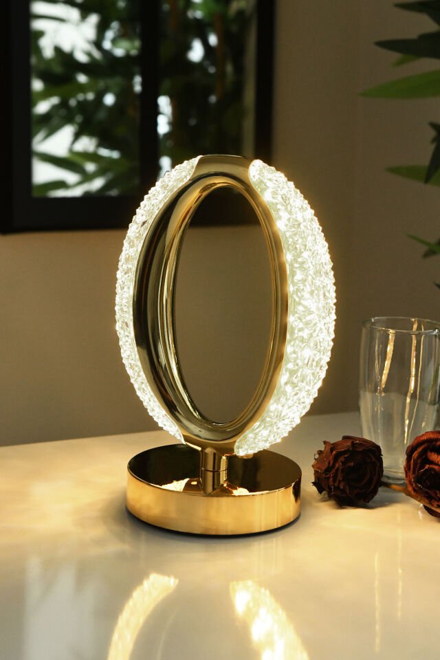 Güçlü Işık Şarjlı Dokunmatik Masa Lambası Abajur Gece Lambası 3 Işık Rengi Dim Özellikli Elden