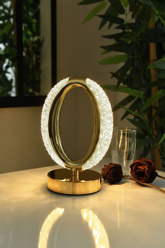 Güçlü Işık Şarjlı Dokunmatik Masa Lambası Abajur Gece Lambası 3 Işık Rengi Dim Özellikli Elden