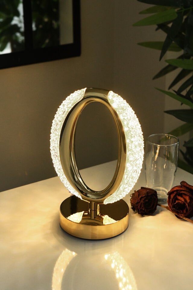 Güçlü Işık Şarjlı Dokunmatik Masa Lambası Abajur Gece Lambası 3 Işık Rengi Dim Özellikli Elden