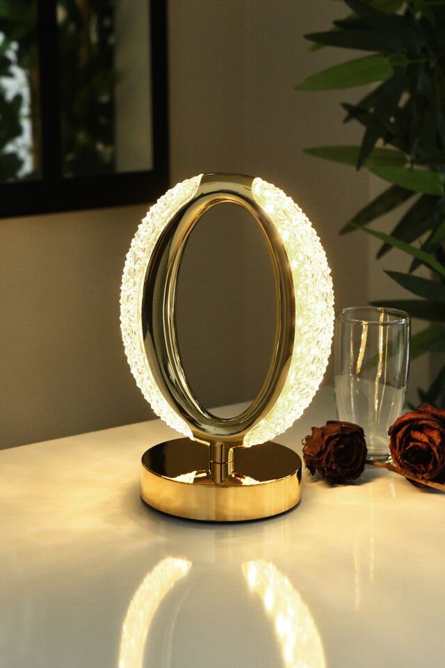 Güçlü Işık Şarjlı Dokunmatik Masa Lambası Abajur Gece Lambası 3 Işık Rengi Dim Özellikli Elden