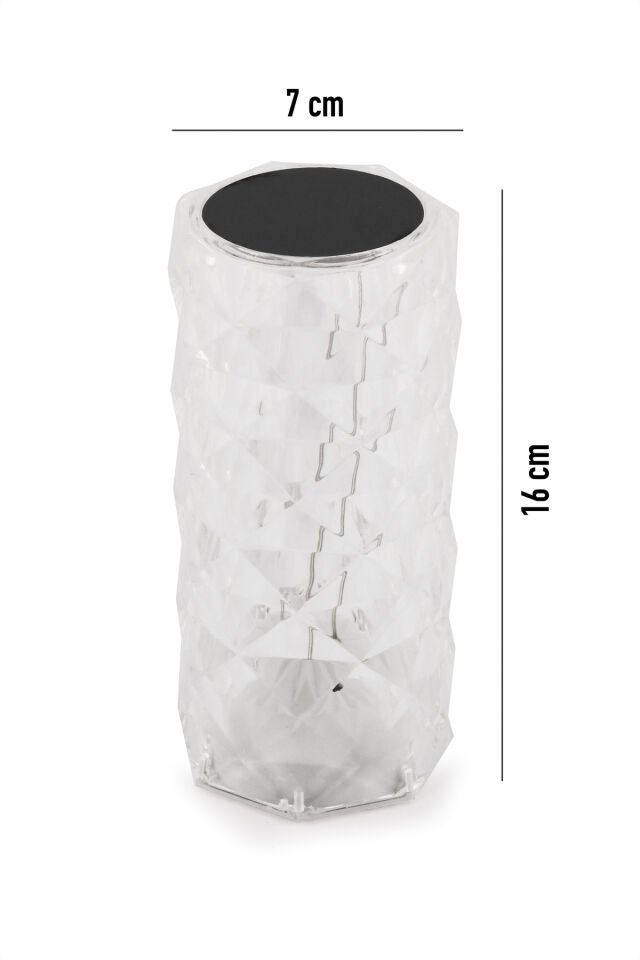 Mini Kristal Şarjlı Dokunmatik Masa Lambası Abajur Gece Lambası 3 Işık Rengi Dim Özellikli Lili