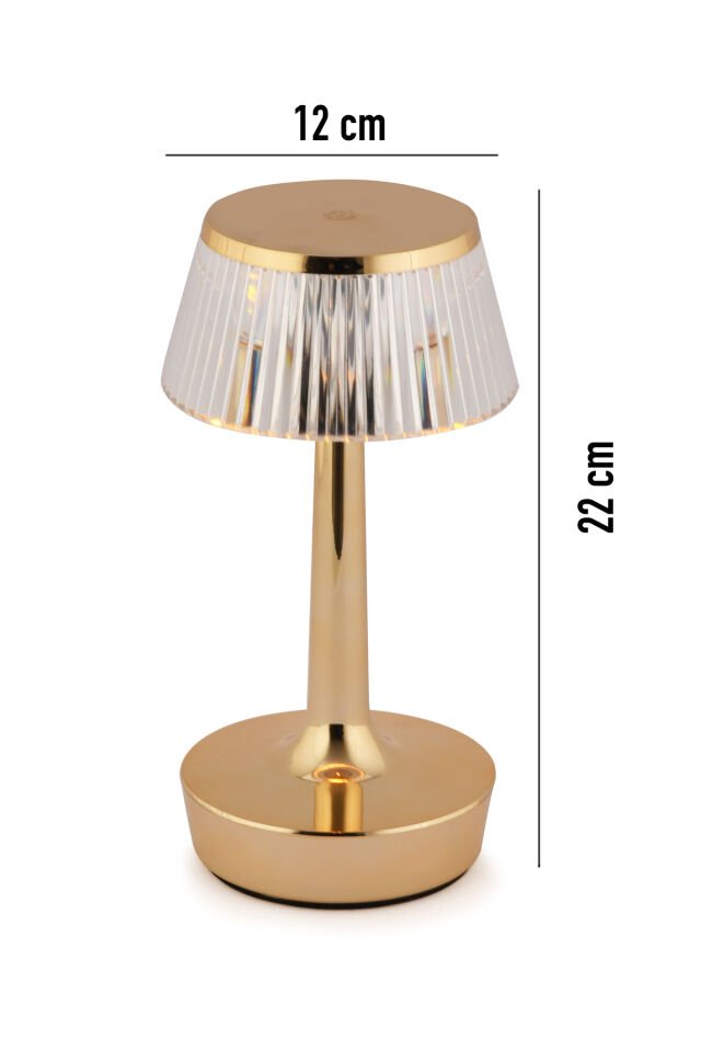 Kristal Şapkalı Şarjlı Dokunmatik Masa Lambası Abajur Gece Lambası 3 Işık Rengi Dim Özellikli Mundos