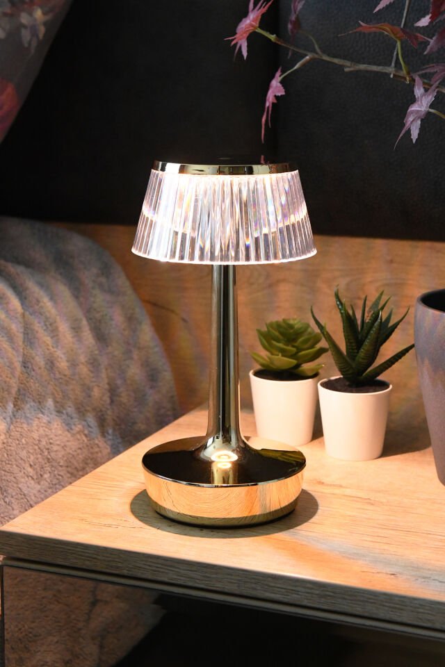 Kristal Şapkalı Şarjlı Dokunmatik Masa Lambası Abajur Gece Lambası 3 Işık Rengi Dim Özellikli Mundos