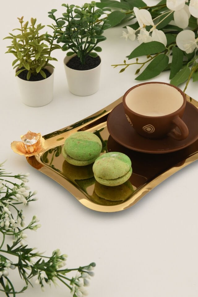 Naldo italyan model gold taş detaylı 1 Adet sunum tepsisi gold