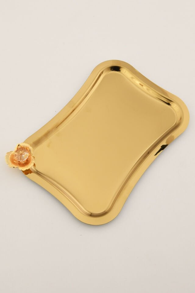 Naldo italyan model gold taş detaylı 1 Adet sunum tepsisi gold