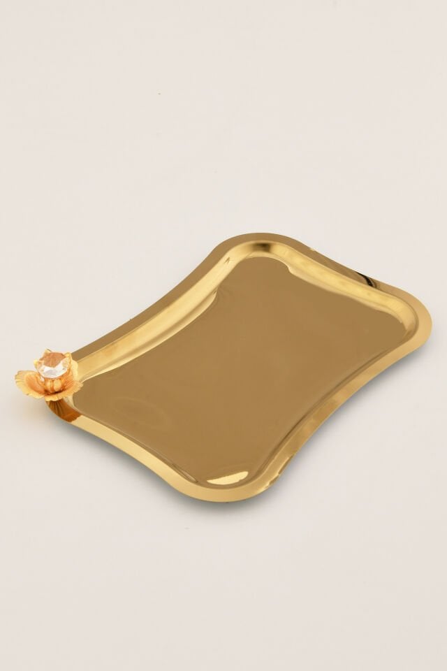 Naldo italyan model gold taş detaylı 1 Adet sunum tepsisi gold