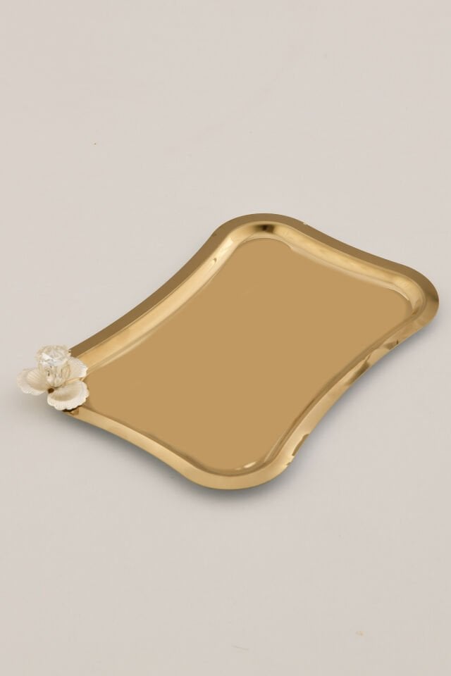 Naldo italyan model gümüş taş detaylı 1 Adet sunum tepsisi gold