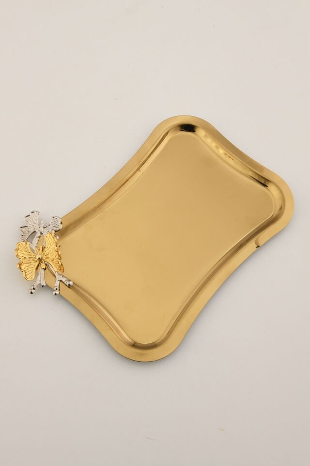 Naldo italyan model kelebek detaylı 1 Adet sunum tepsisi gold