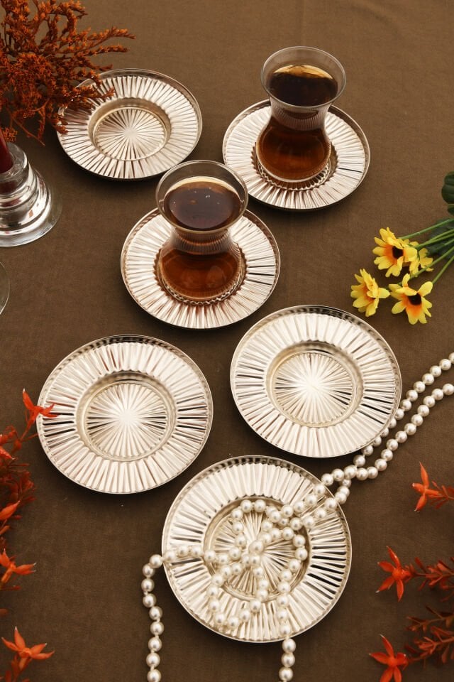 ELYSİA ÇAY TABAĞI 6 LI TAKIM GÜMÜŞ