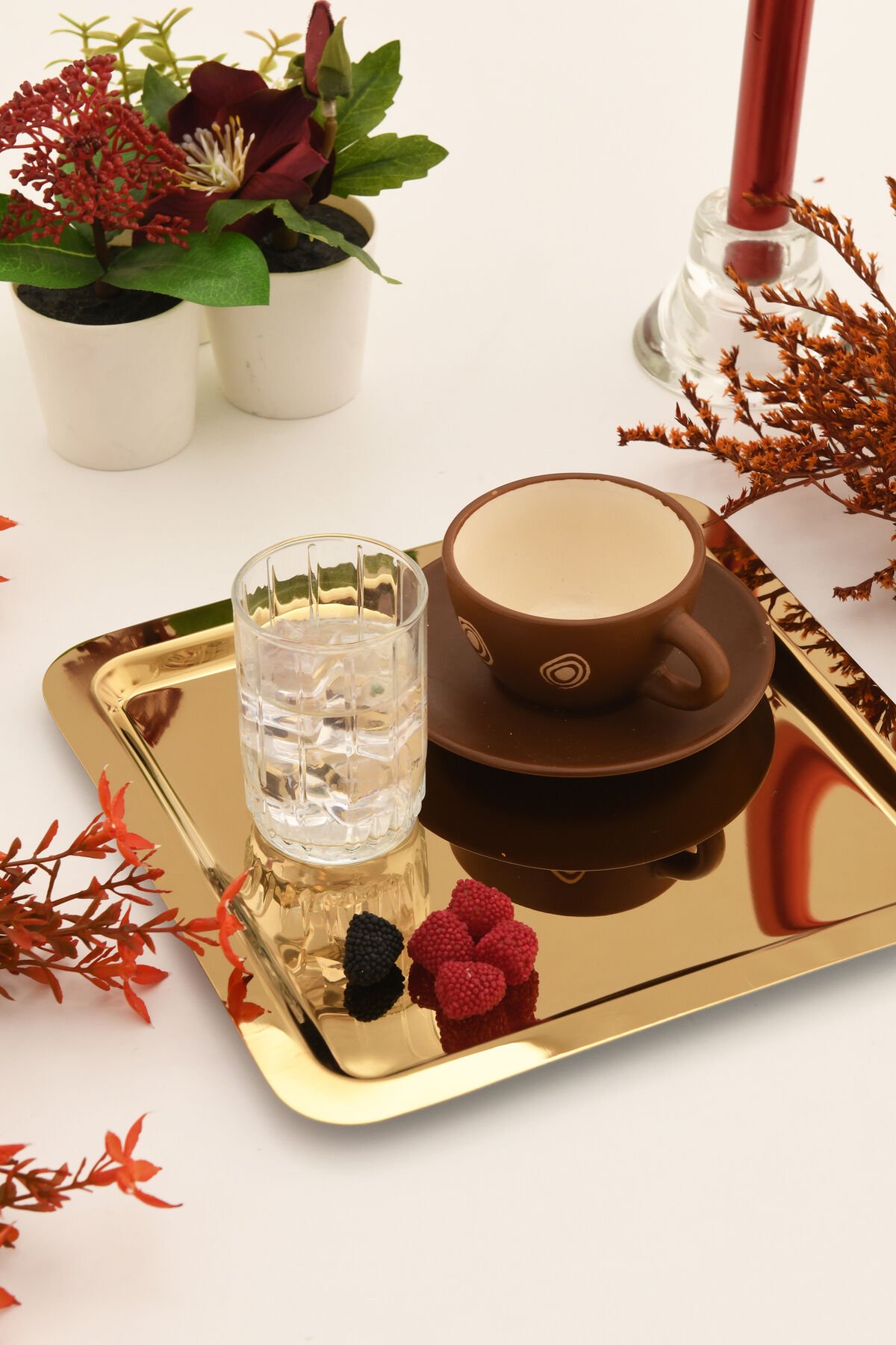 Orlen 1 Adet Paslanmaz Kahve Ve Çok Amaçlı Sunum Tepsisi Kare