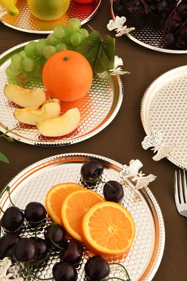 Iren Yuvarlak Petek Model Kelebek Detaylı Sunum Tepsisi 3 Lü Takım