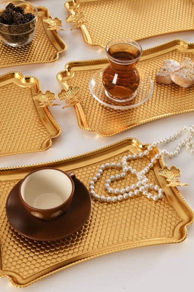 Fiano Kelebek Petek Model Kelebek Detaylı Sunum Tepsisi 3 Lü Takım