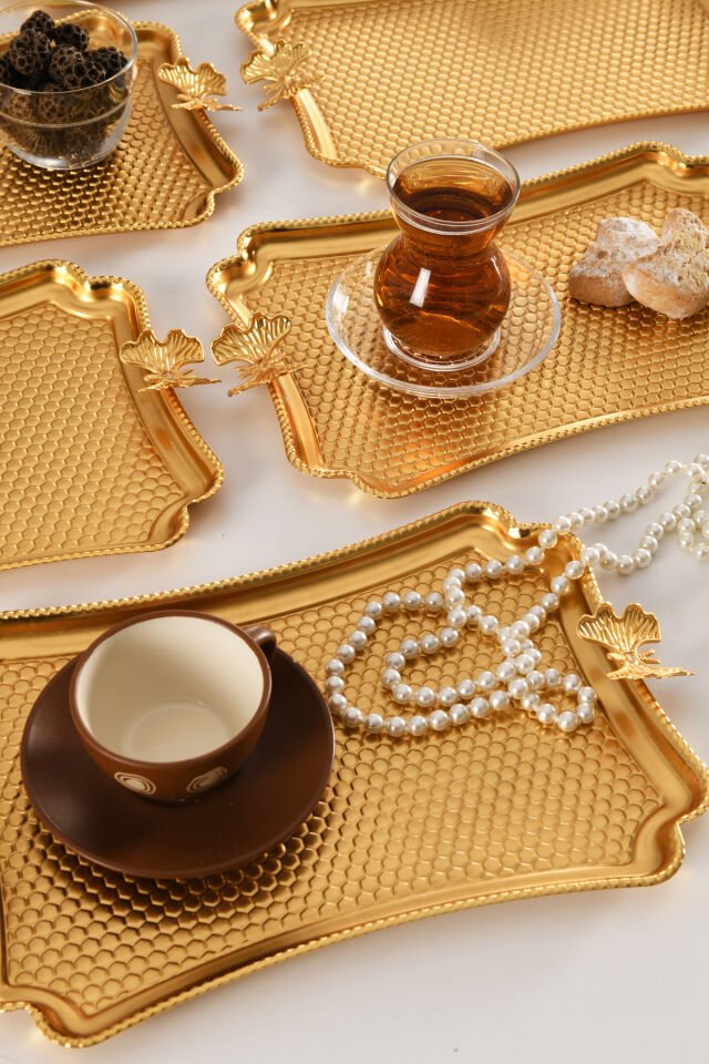 Fiano Kelebek Petek Model Kelebek Detaylı Sunum Tepsisi 3 Lü Takım