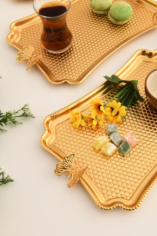 Fiano Kelebek Petek Model Kelebek Detaylı Sunum Tepsisi 3 Lü Takım