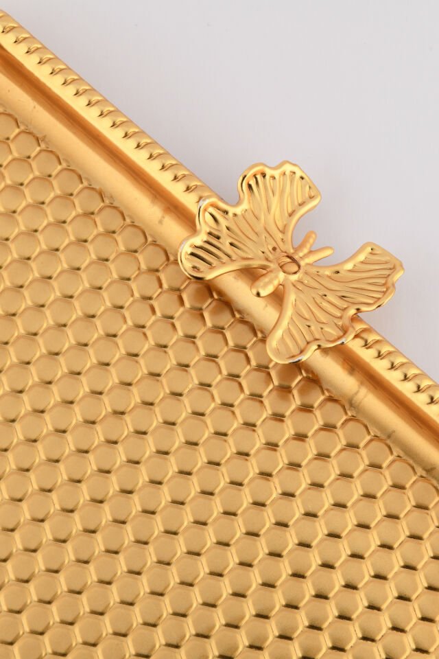 Karev Kare Kelebek Detaylı Sunum Tepsisi 6 Lı Takım Gold