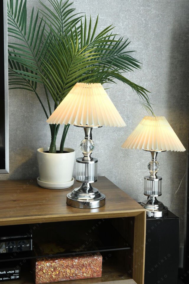 Carlot Modern Kristal Taş Detaylı Dekoratif Abajur 1 Adet Gümüş