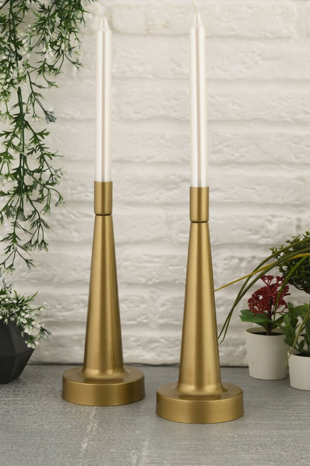 Moli Eskitme Mumluk Dekoratif Şamdan Düz Taban Paslanmaz Kaplama Modern 10x25 Mum Tutacağı