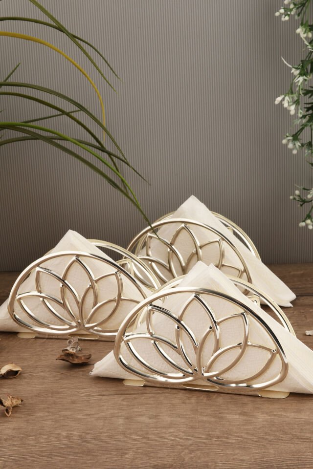 Almar Lotus Peçetelik 3 Lü Takım Gümüş