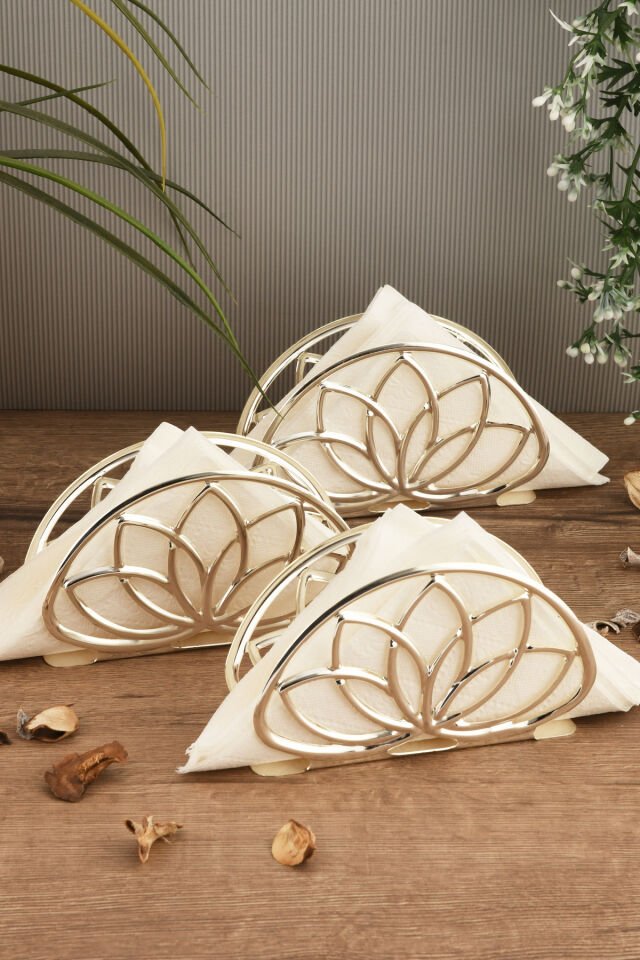Almar Lotus Peçetelik 3 Lü Takım Gümüş
