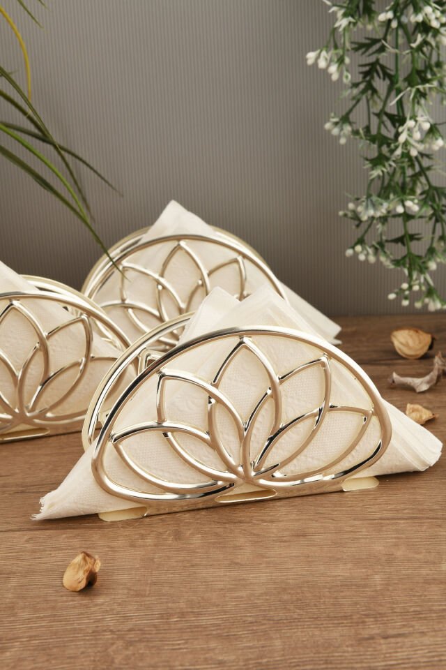 Almar Lotus Peçetelik 3 Lü Takım Gümüş