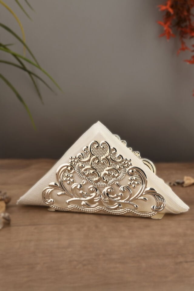 Joven Gümüş Paslanmaz Çelik Ultra Lüks Peçetelik Düzenleyici Sunum Mutfak Dekorasyonu Sofra