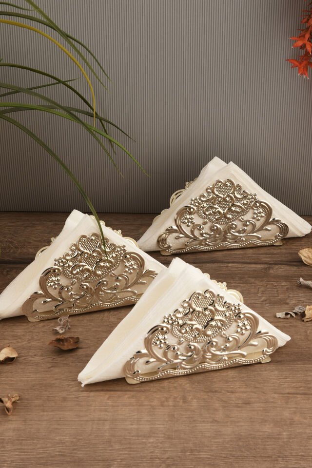 Joven Gümüş Paslanmaz Çelik Ultra Lüks Peçetelik Düzenleyici Sunum Mutfak Dekorasyonu Sofra