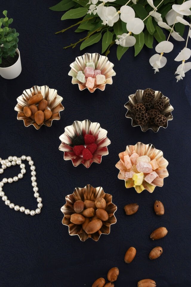 Etis 6 Parça Şekerlik Lokumluk Gümüş Sunum Tabağı Sofra Takımı İkram Misafir Servis