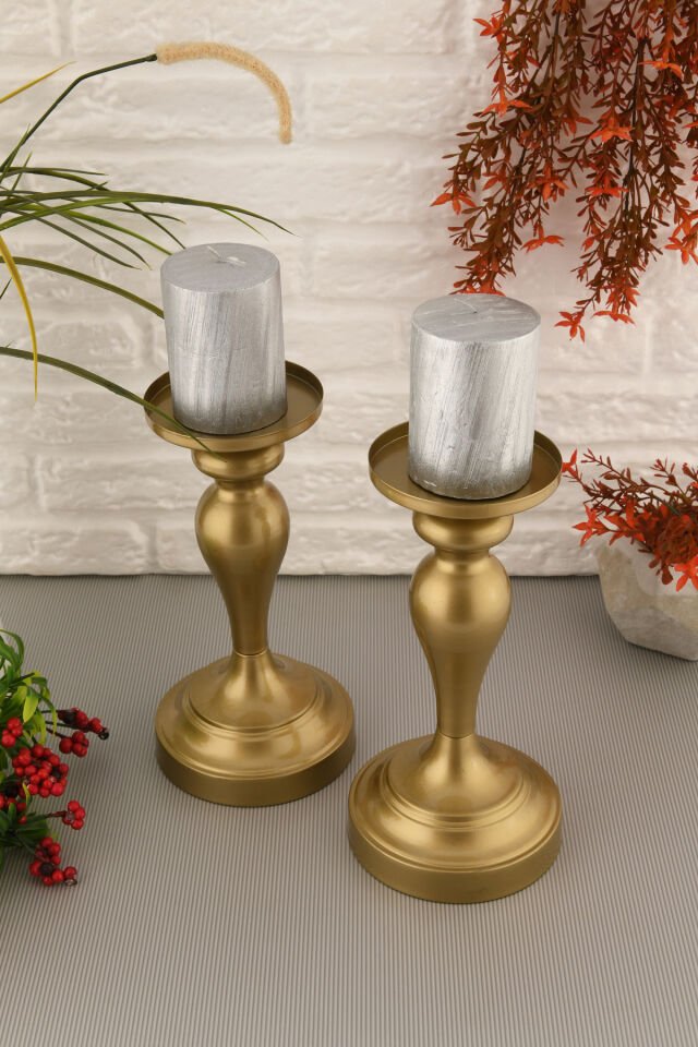 Carlo Eskitme Mumluk Dekoratif Şamdan Düz Taban Paslanmaz Kaplama Modern Mum Tutacağı