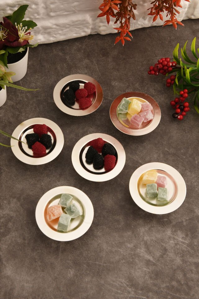 Muli Ayaklı Makaron Lokumluk Gümüş 6 Lı Takım