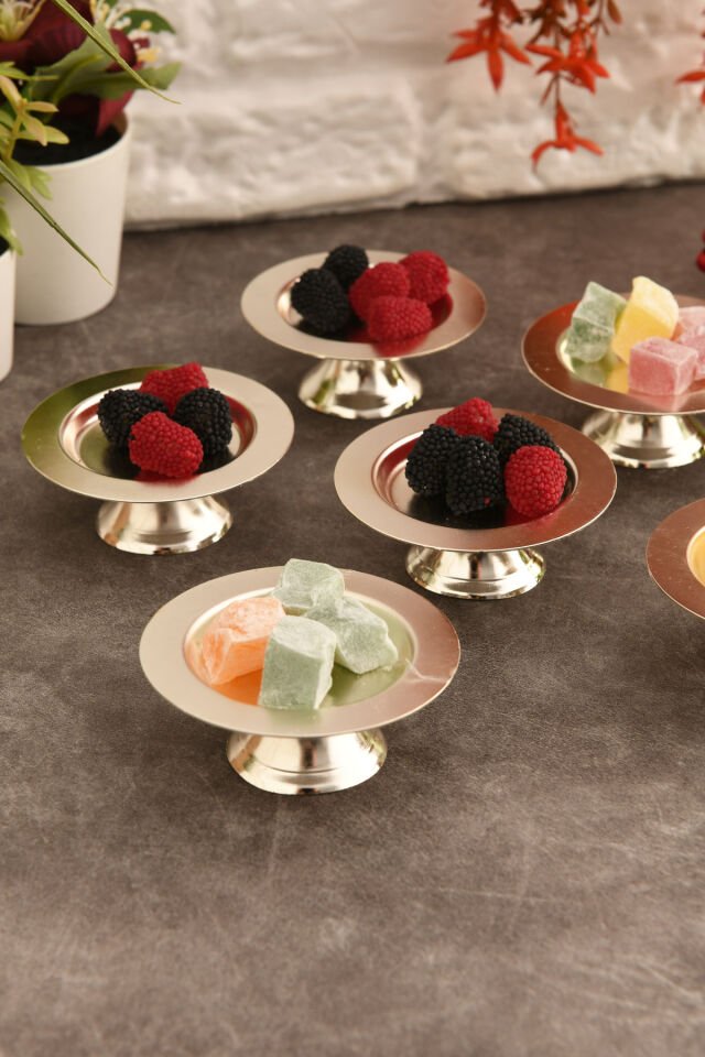 Muli Ayaklı Makaron Lokumluk Gümüş 6 Lı Takım