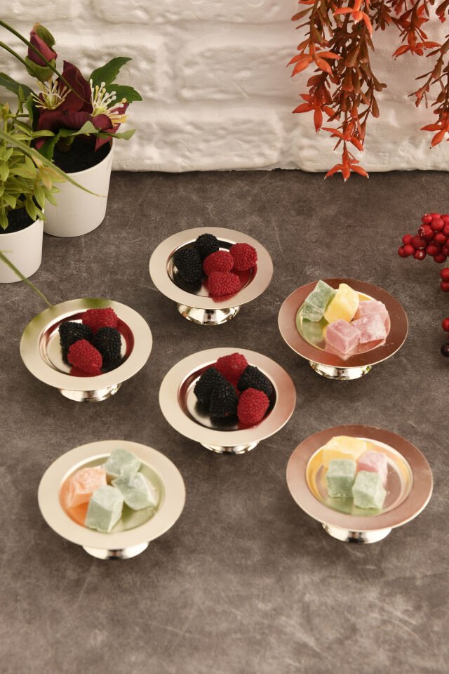 Muli Ayaklı Makaron Lokumluk Gümüş 6 Lı Takım