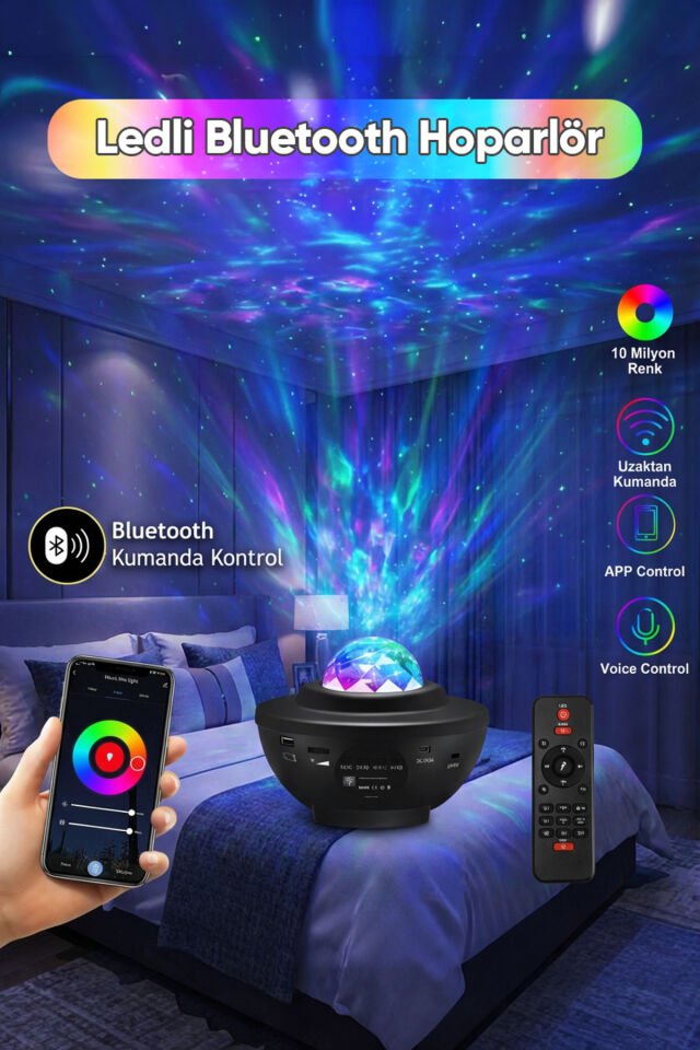 Led Sihirli Küre Bluetooth Müzik Çalar Kumandalı Usb Girişli Şarjlı Parti Disko Topu Hoparlör