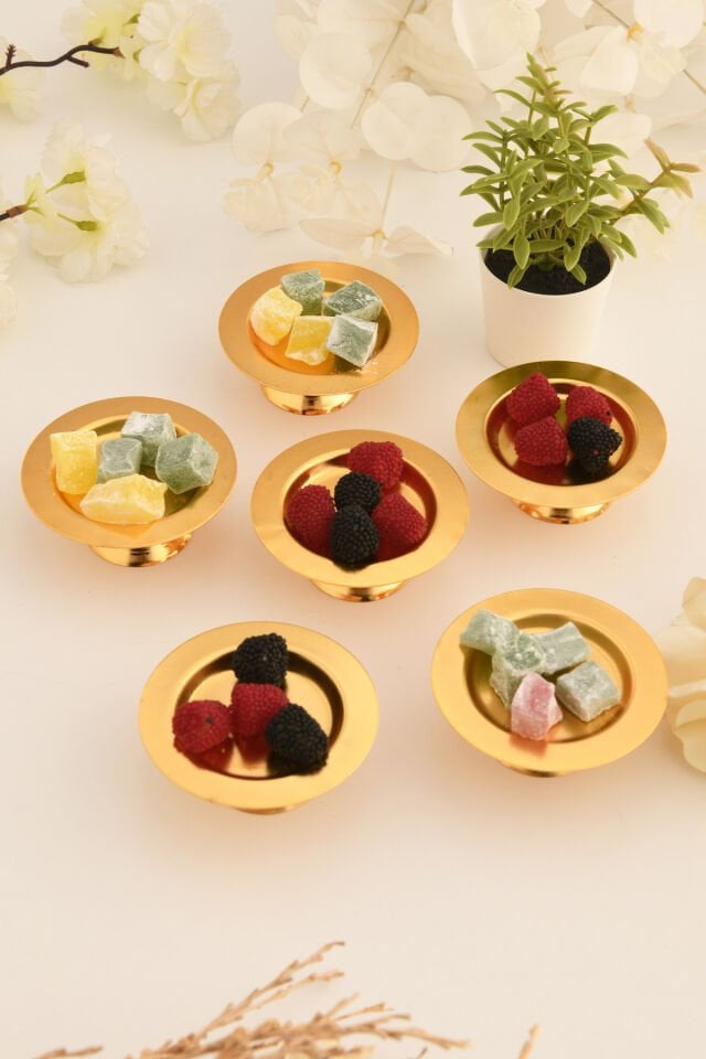 Muli Ayaklı Makaron Lokumluk Gold 6 Lı Takım