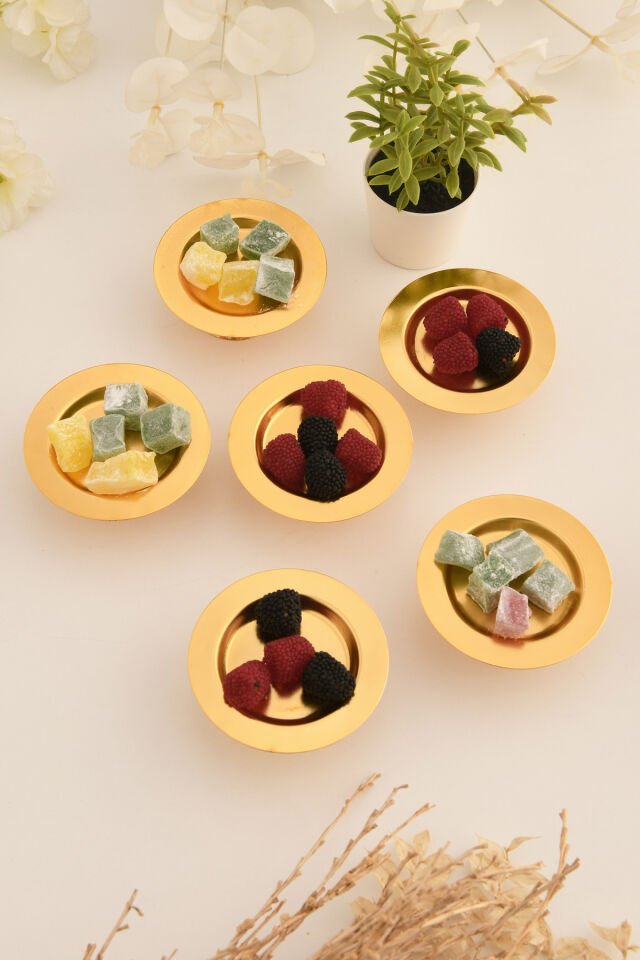 Muli Ayaklı Makaron Lokumluk Gold 6 Lı Takım