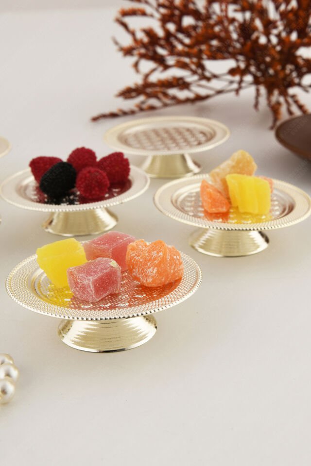 Pera Gümüş 6'lı Set Şekerlik Lokumluk Çerezlik Kahve Yanı Sunumluk Dekoratif Özel Tırtıklı