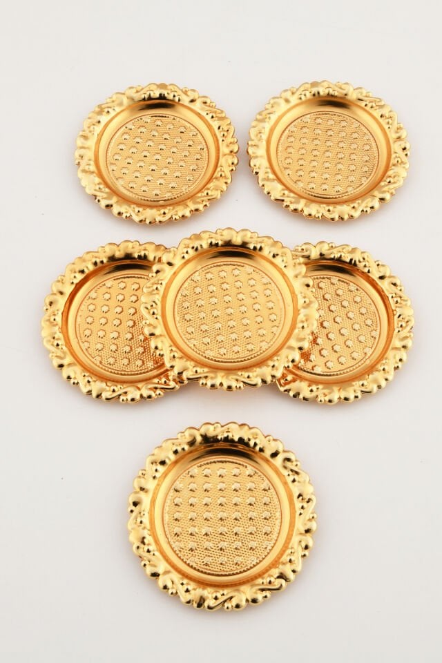 Velis 6 Lı Kahve Yanı Nokta Desenli Minik Sunumluk Gold