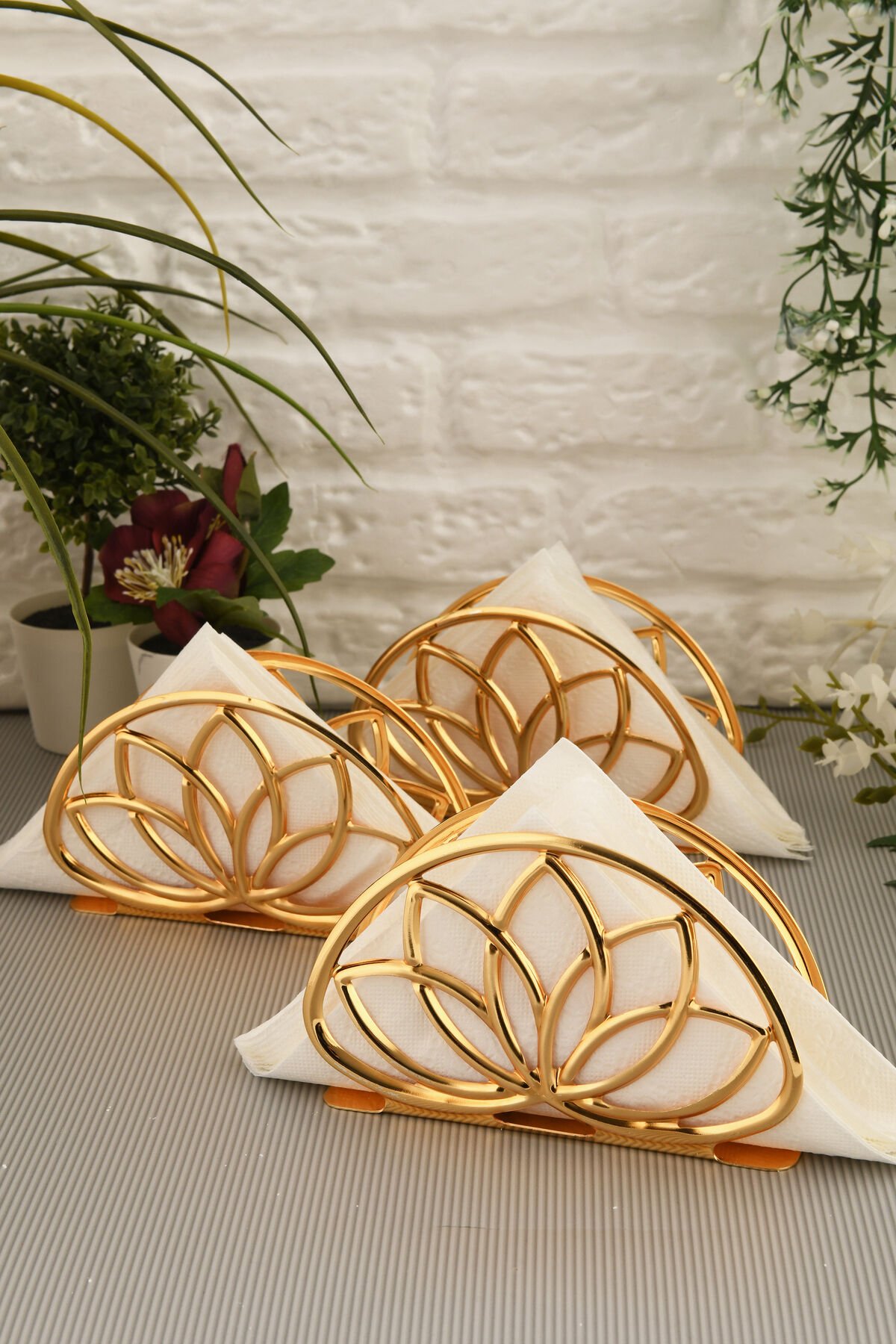 Almar Lotus Peçetelik 3 Lü Takım Gold