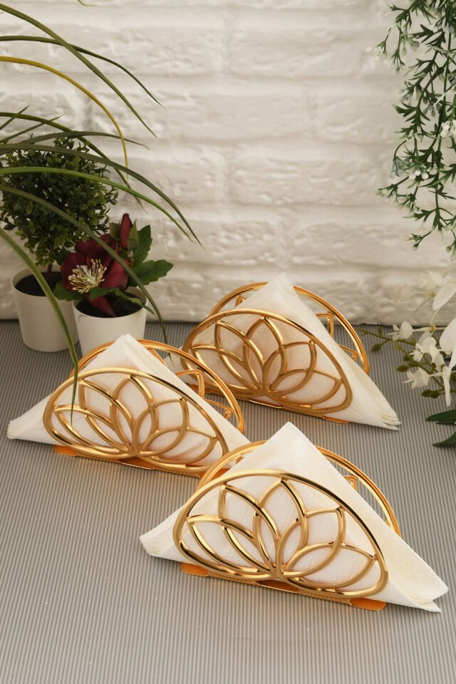 Almar Lotus Peçetelik 3 Lü Takım Gold