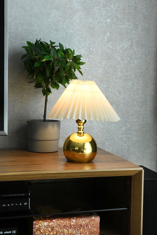 Polin Modern Gold Dekoratif Abajur Premium Masa Lambası