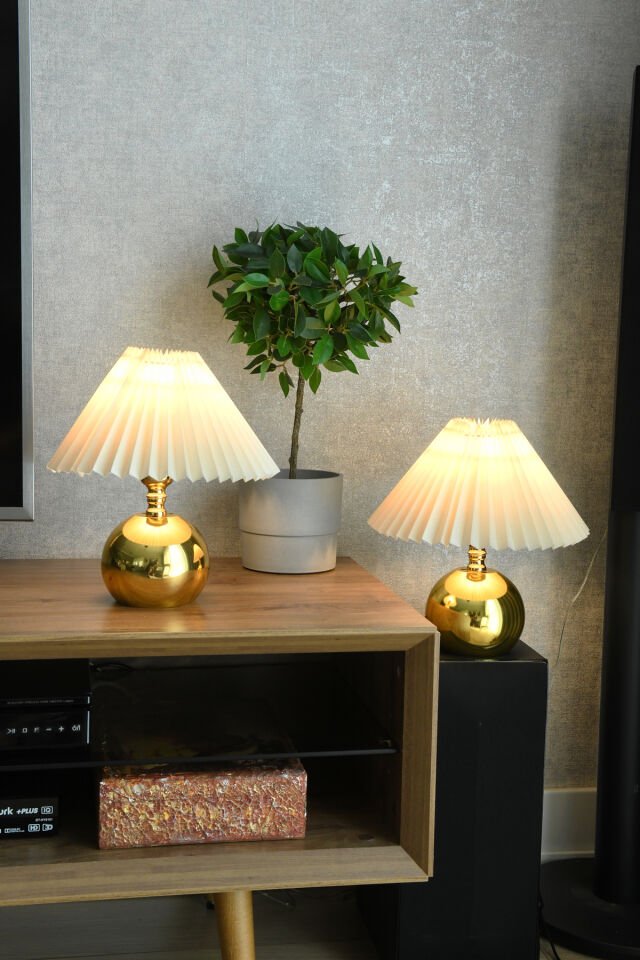 Polin Modern Gold Dekoratif Abajur Premium Masa Lambası