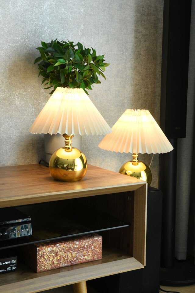 Polin Modern Gold Dekoratif Abajur Premium Masa Lambası
