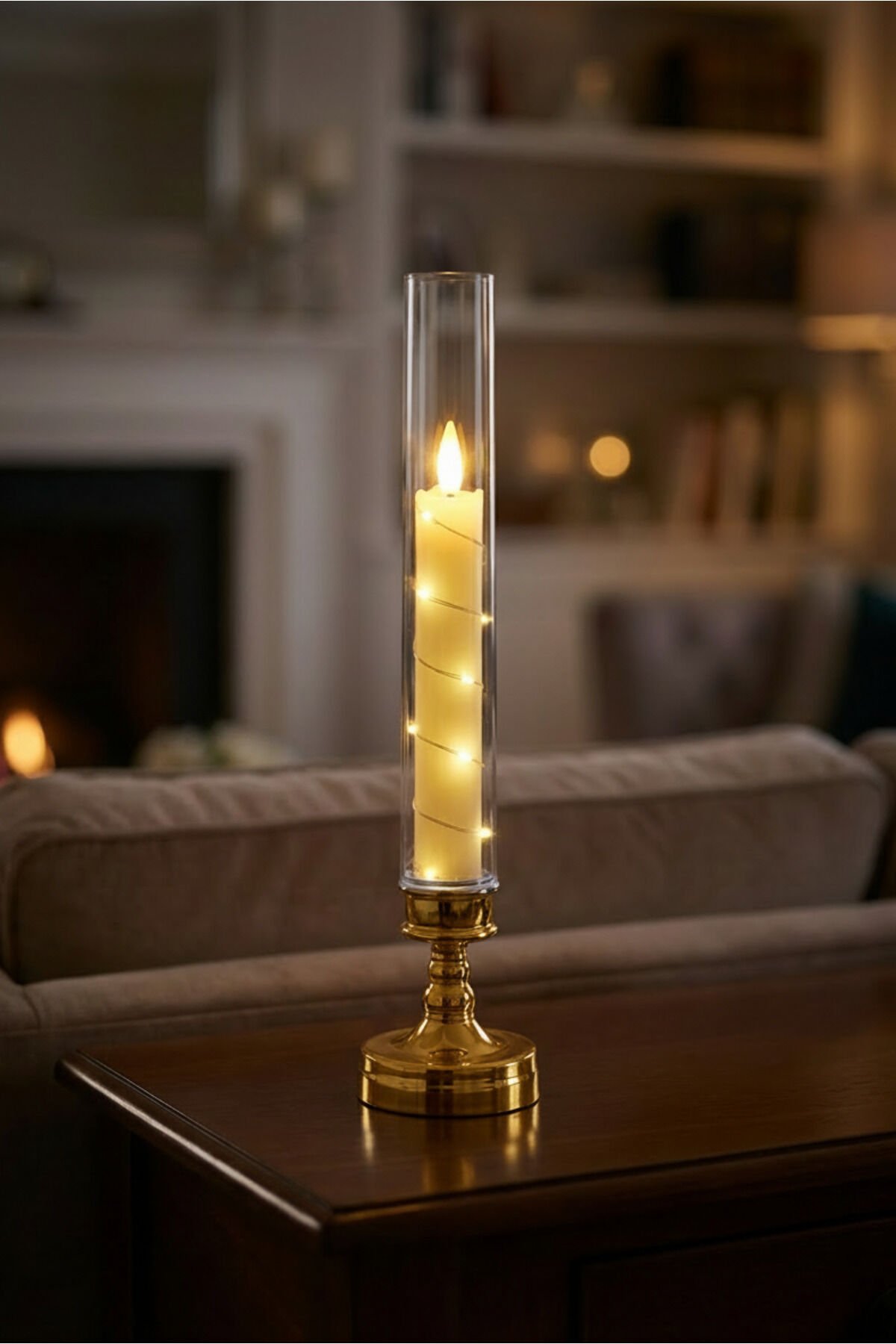Lumoxi 1 Adet Peri Led Işıklı Mum Görünümlü Pilli Şamdan Dekoratif Aydınlatma Obje Masa Lambası