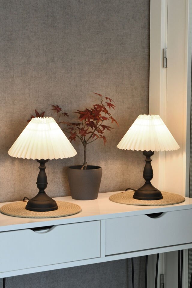 Zebra Modern Tasarım Siyah Metal Abajur Şık Dekoratif Masa Lambası