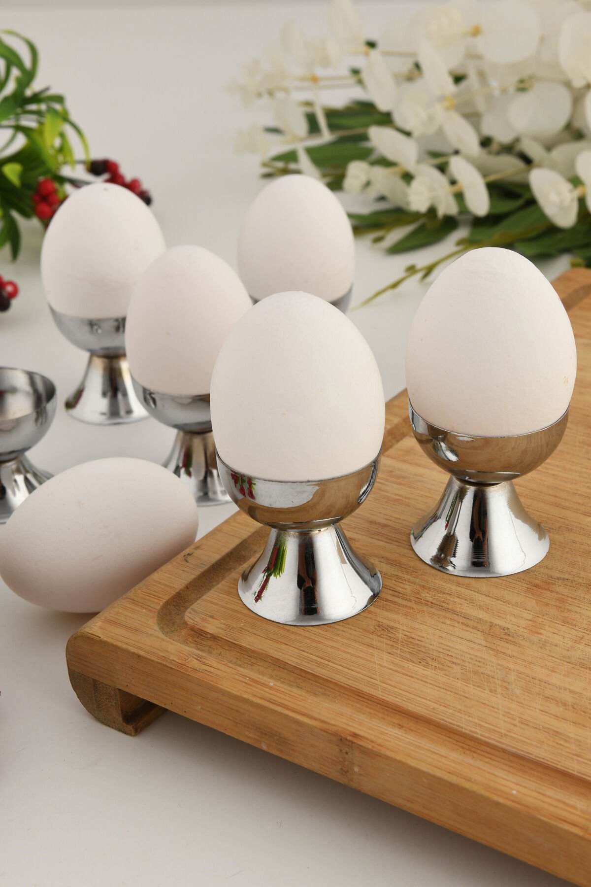 Letiz Gümüş 6'lı Kahvaltı Sofraları ve Özel Sunum Paslanmaz Özel Çelik Premium Güvenli Yumurtalık