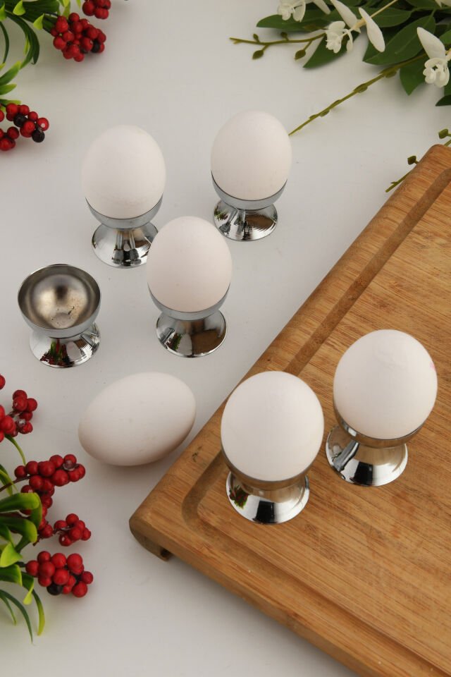 Letiz Gümüş 6'lı Kahvaltı Sofraları ve Özel Sunum Paslanmaz Özel Çelik Premium Güvenli Yumurtalık