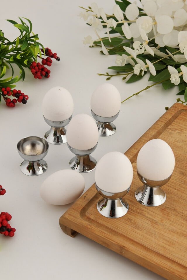 Letiz Gümüş 6'lı Kahvaltı Sofraları ve Özel Sunum Paslanmaz Özel Çelik Premium Güvenli Yumurtalık