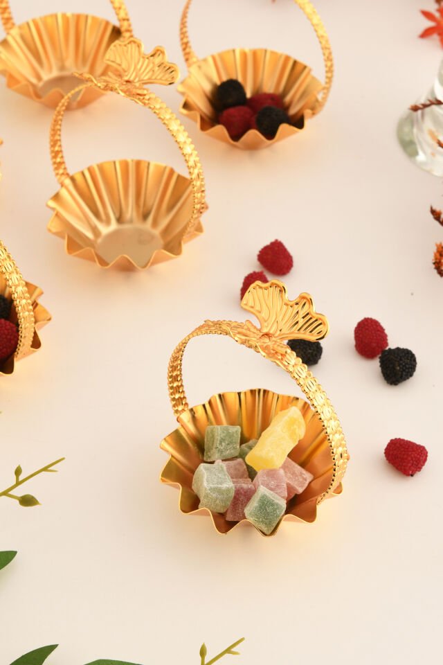 Teris Tırtıklı Lokumluk Kulplu Gold 6 Lı Takım