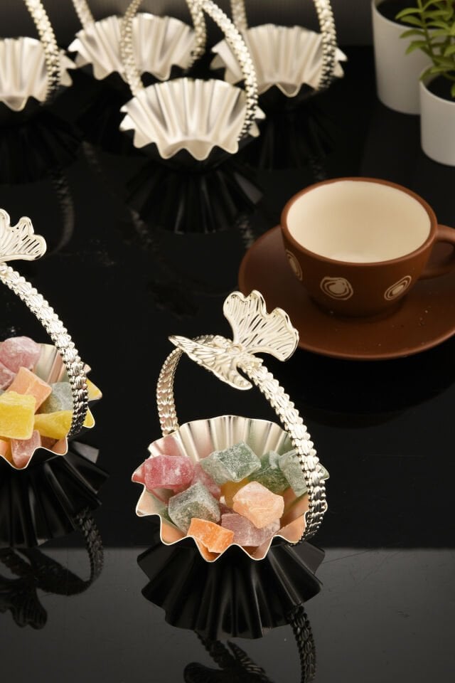 Teris Tırtıklı Lokumluk Kulplu Gümüş 6 Lı Takım