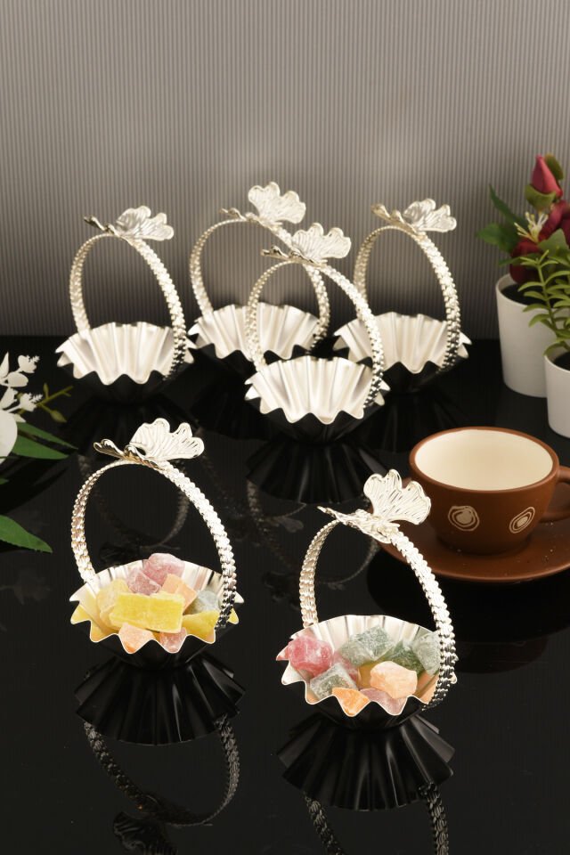 Teris Tırtıklı Lokumluk Kulplu Gümüş 6 Lı Takım